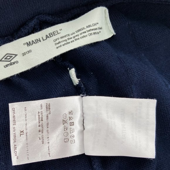 RARE OFF-WHITE x UMBRO Knit Shorts Virgil Abloh Dark Navy Blue Cotton Italy XL - Picture 8 of 9
